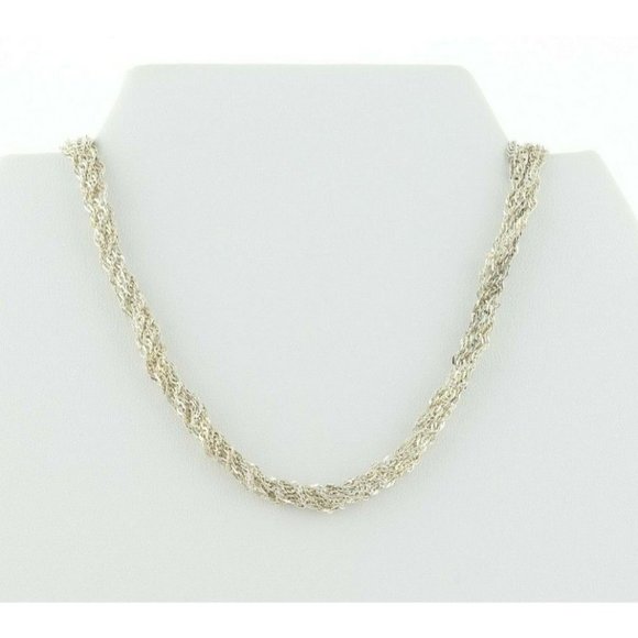 Sterling Silver Multi 7 Strand Twist Chain Necklace 18 inch chain 14 mm wide - Picture 1 of 7